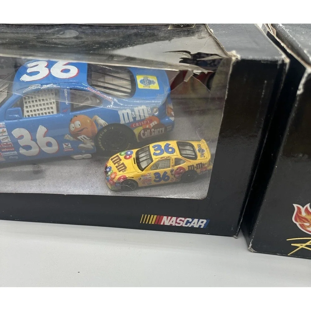 KEN SCHRADER #36 M&M'S NASCAR LOT TRANSPORTER & CARS W/MATCHING MINIS